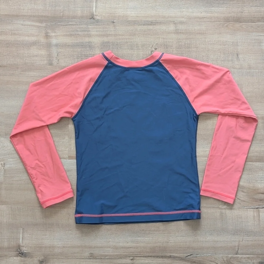 Hanna Andersson Rashguard Blue Pink Print - Size 10 / 140cm - Picture 2 of 6